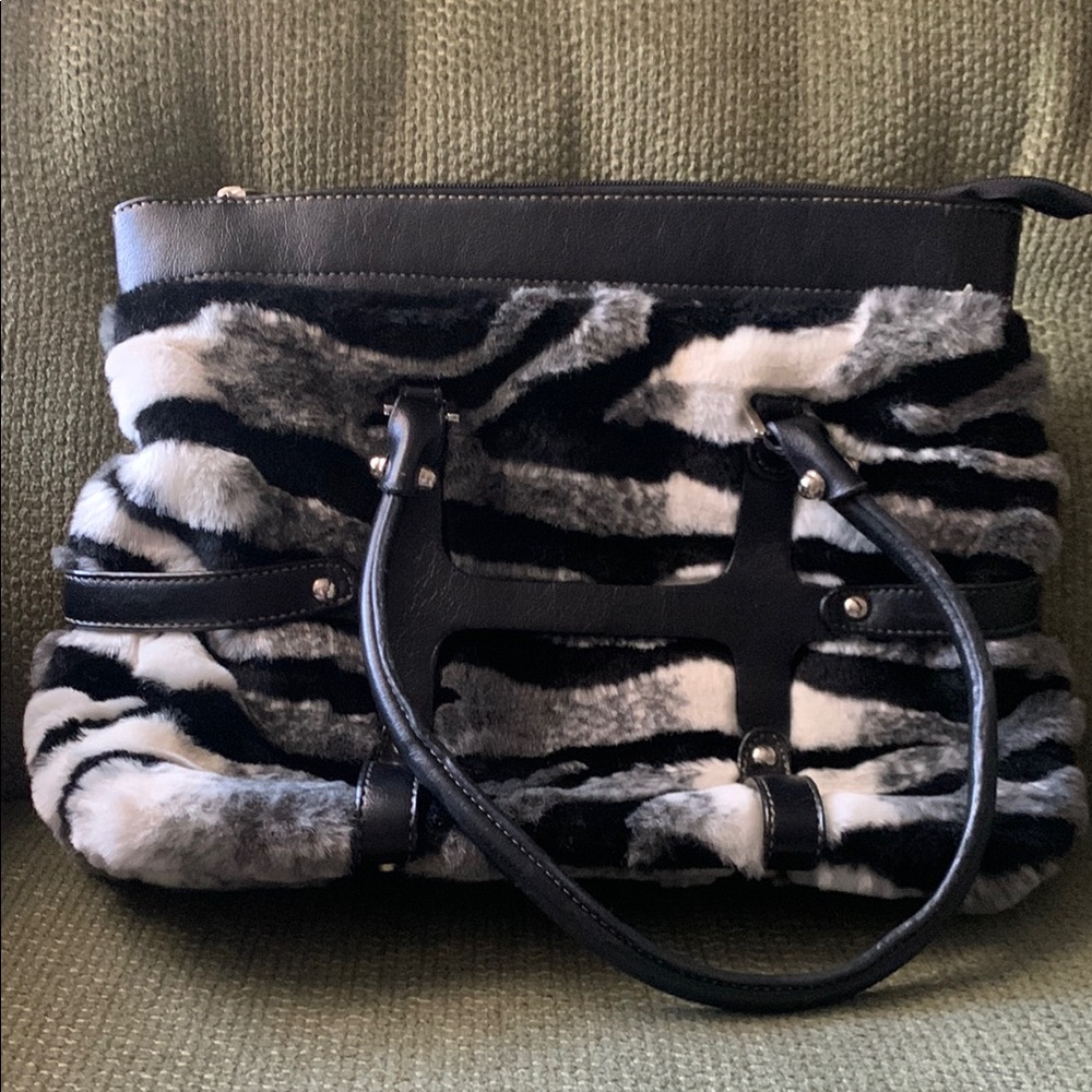 Chic Zebra Faux Fur Tote Bag